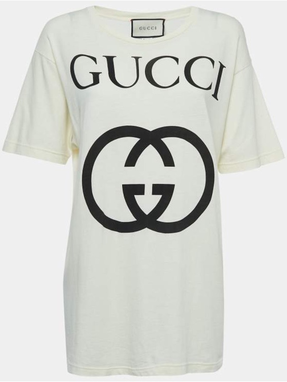Gucci Cream T-Shirt with Black Logo and Double G